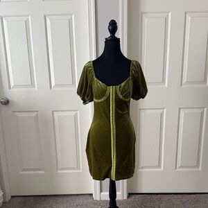 Cider Olive Green Mini Dress
